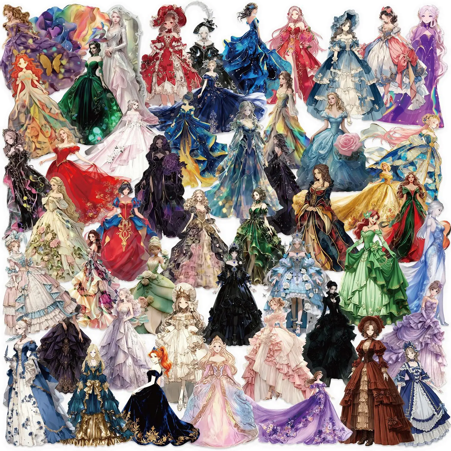 

50/100 Шт. Наклейки С Изображением Мультяшных Принцесс, Водонепроницаемые, Прозрачные, Из ПЭТ, Декоративные Наклейки Для Гитары