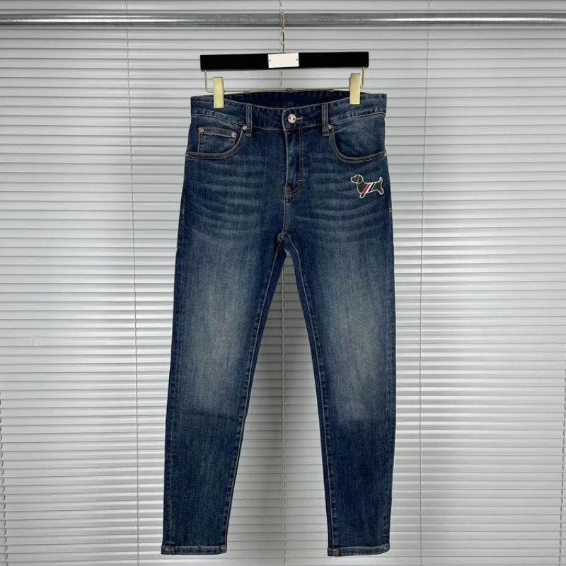 

TB THOM Fashion Jeans Classic Trendy Brand Luxury Puppy Embroidery Design Pants Versatile Blue High Waist Skinny Jeans
