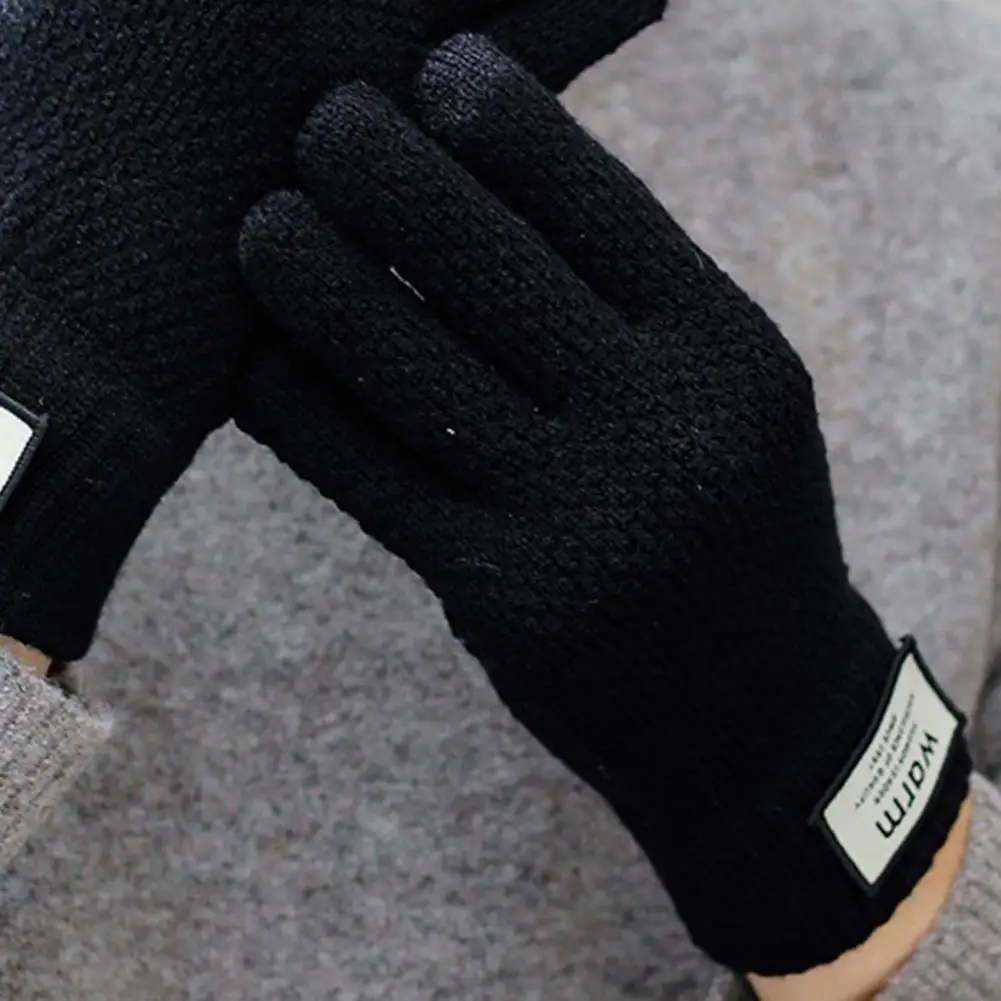 

Мягкие зимние перчатки, манжеты из ниток, аксессуары для одежды, мужские вязаные термоперчатки на весь палец, лыжные перчатки на ощупь для з...
