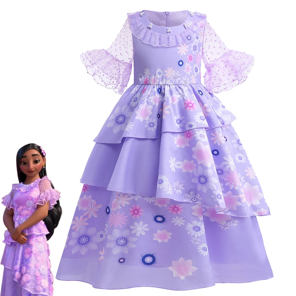 Encanto Mirabel Isabela Dolores Girl Princess Dress Frozen Anna Elsa Cosplay Costume Aurora Cinderella Birthday Party Vestidos