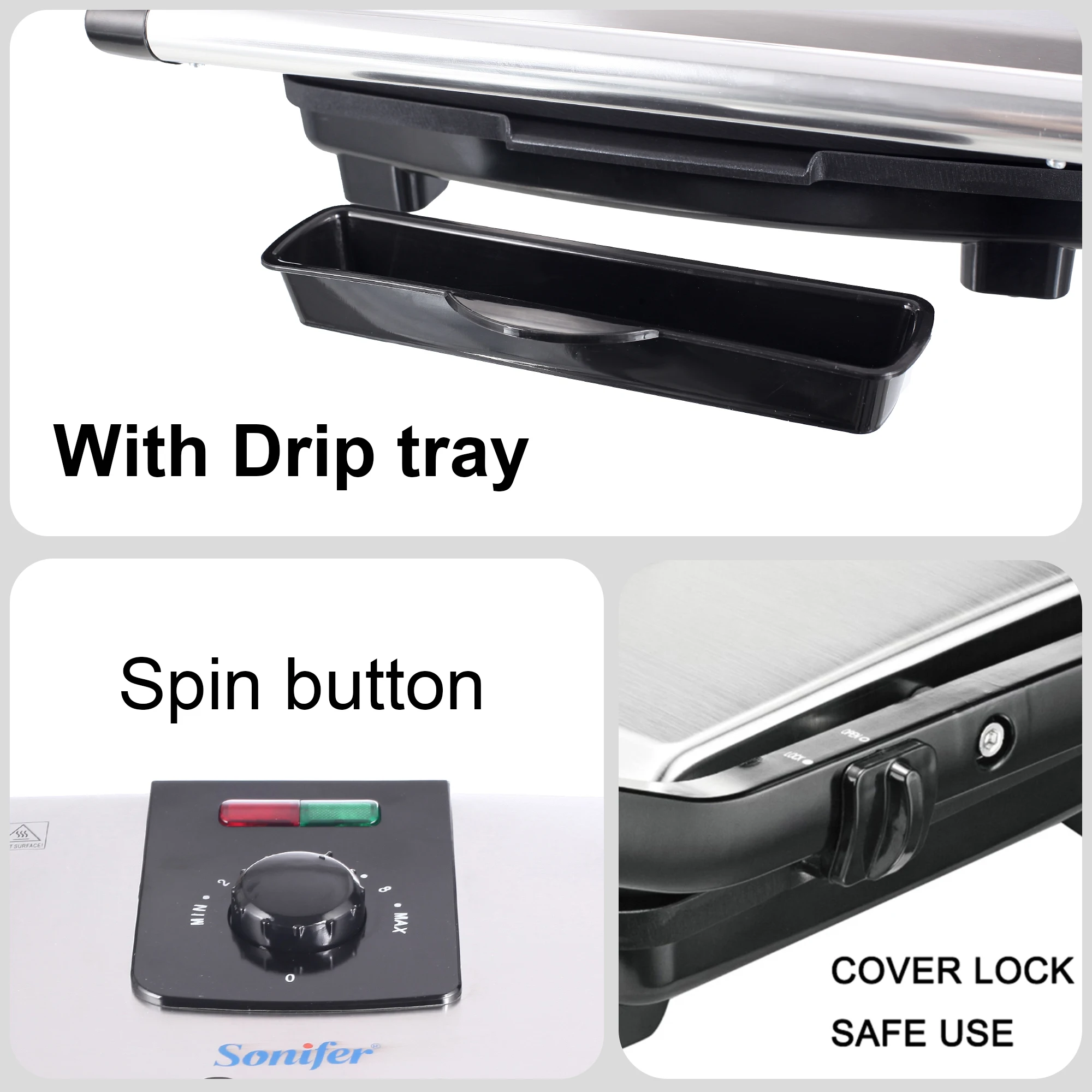 electric contact grill bbq griddle and panini press kitchen barbecue griddle smokeless baking opens 180 degree barbecue sonifer free global shipping