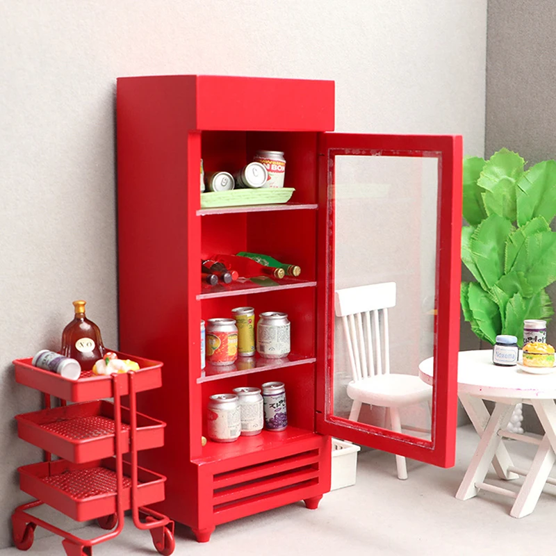 

1/12 Dollhouse Miniature Color Freezer Supermarket Store Refrigerator Pretend Play Doll Food Drinks Furniture DIY Decor Toys