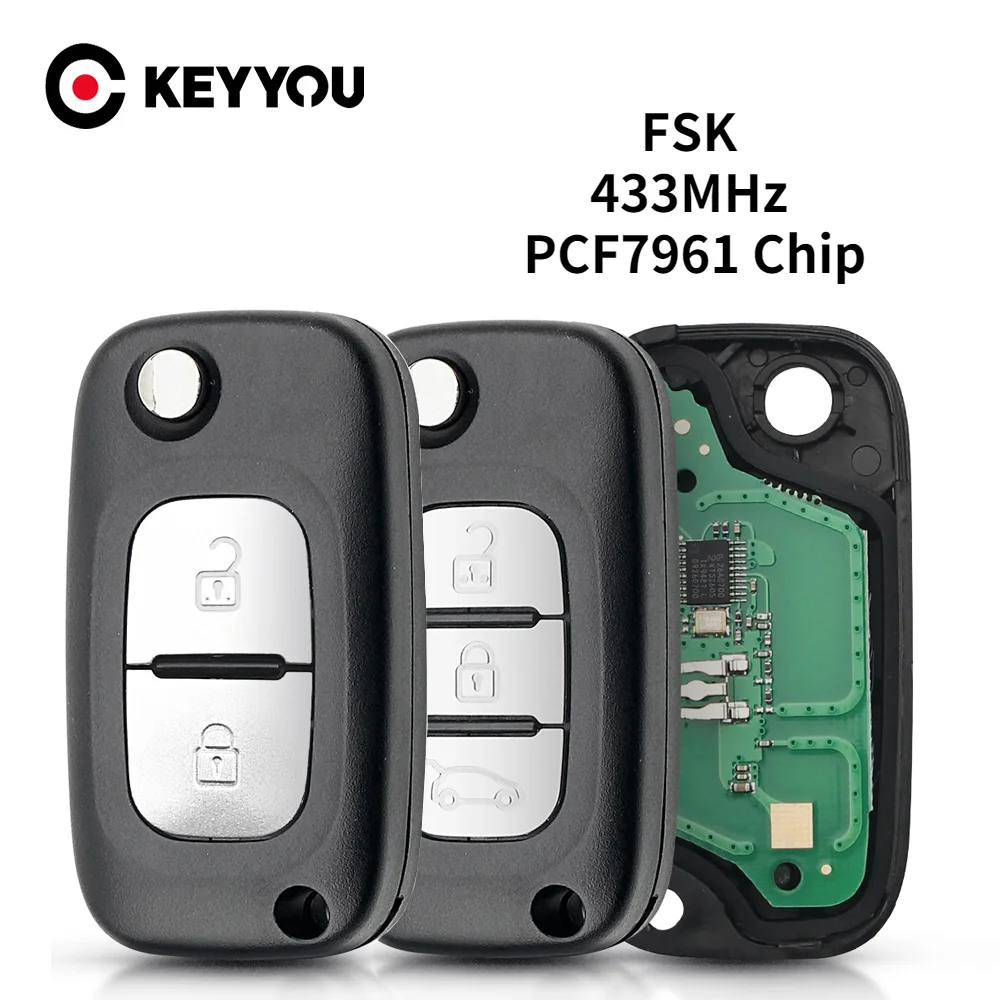 KEYYOU 2/3 кнопочный чип PCF7961 433 МГц FSK Автомобильный Дистанционный ключ для Renault Scenic III