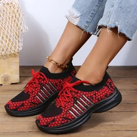 breathable mesh sneakers for women snake pattern lace up vulcanized shoes women 2022 comfy non slip tennis shoes plus size 44