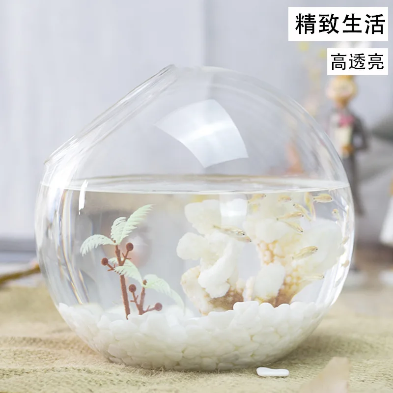 

Creative New Gold Fish Tank Round Glass Fish Tank Hydroponic Vase Table Top Mini Fish Tank Turtle Tank Eco-bottle
