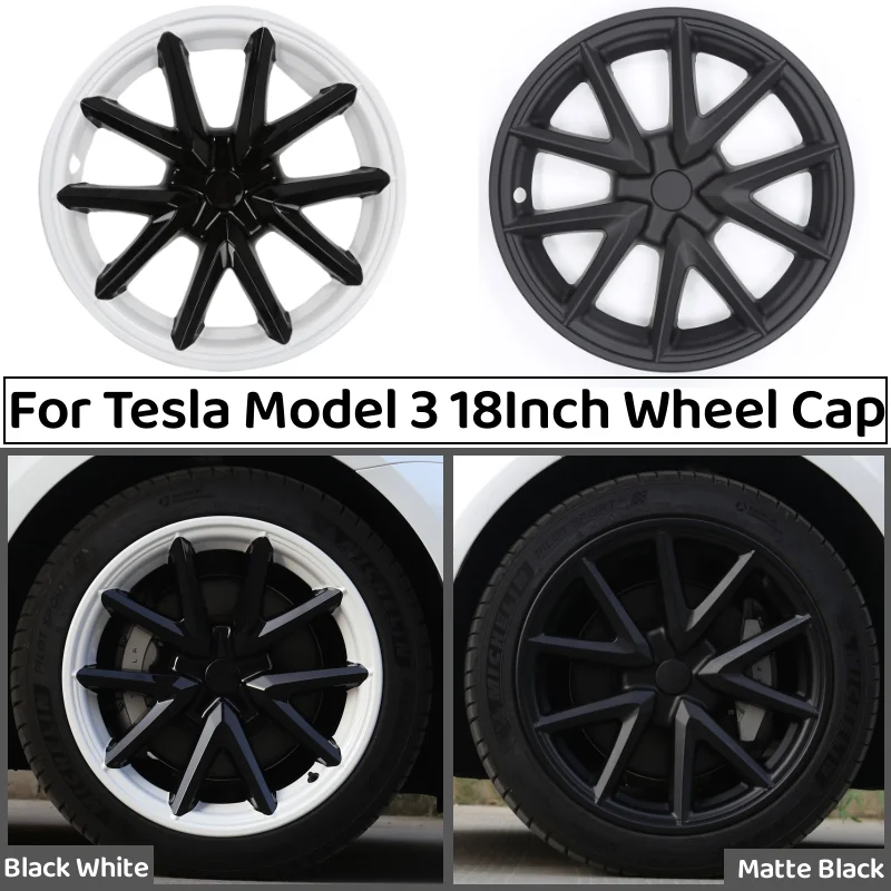 

4PCS Hub Cap 18 Inch Hubcap Performance Replacement Wheel Cap Automobile Full Rim Cover for Tesla Model 3 Accessories 2018-2023