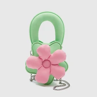 2022 spring and summer new womens color flower ornament bag fashion one shoulder messenger chain bag handbag
