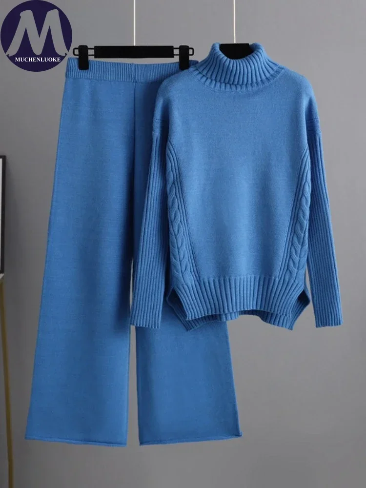 Комплект из двух предметов для женщин 2024 осень/зима новые вязаные пуловеры с