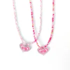 Женское ожерелье с подвеской в форме сердца, с розовыми бусинами