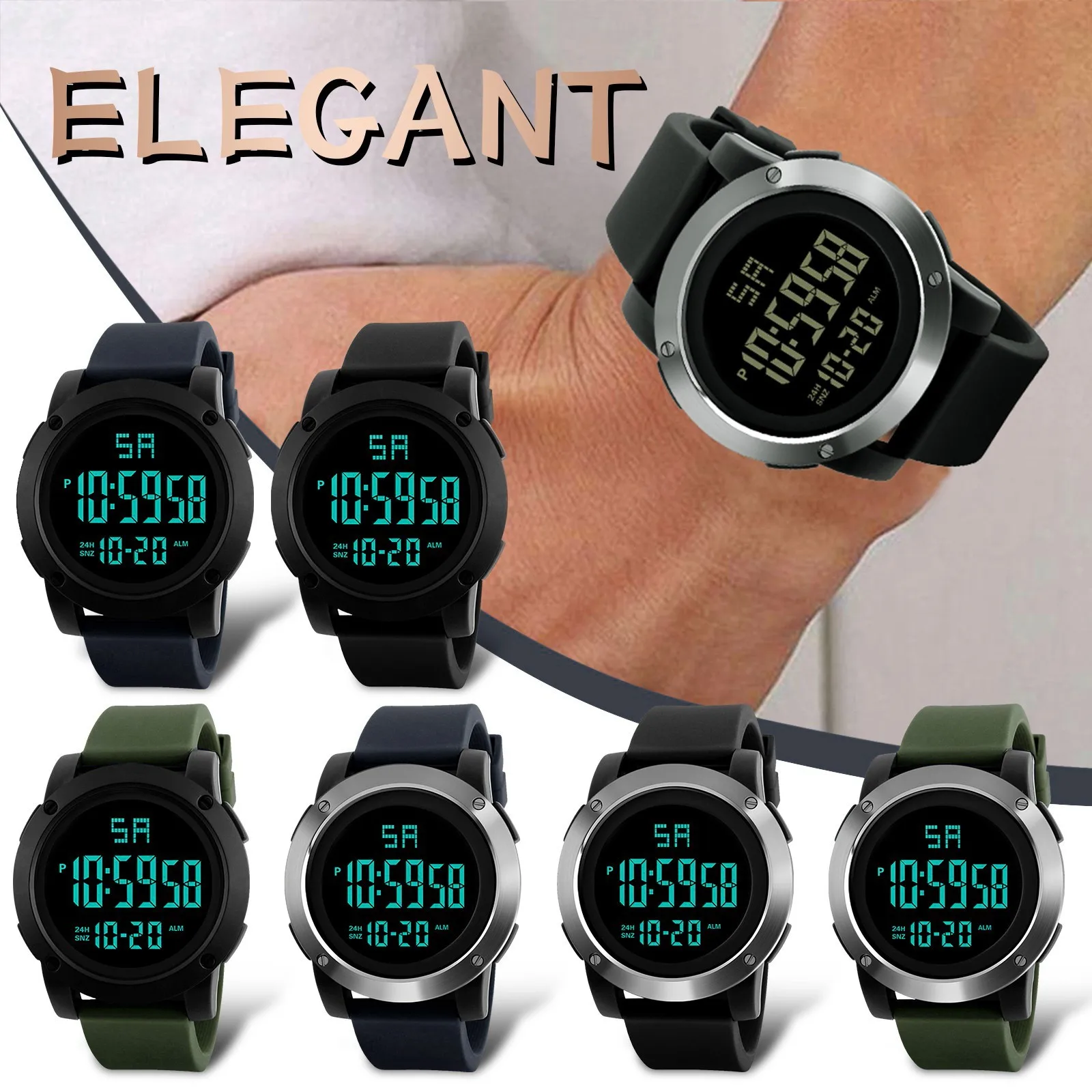 

Fashion Waterproof Men's Boy LCD Digital Stopwatch Date Rubber Sport Wrist Watch часы женские наручные montre femme relojes