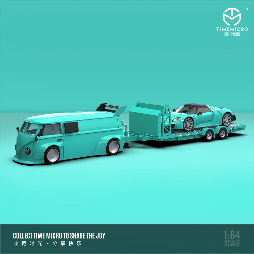 TimeMicro1:64 T1 918 Tiffany Blue Прицеп из сплава Коллекция моделей автомобилей Подарочный