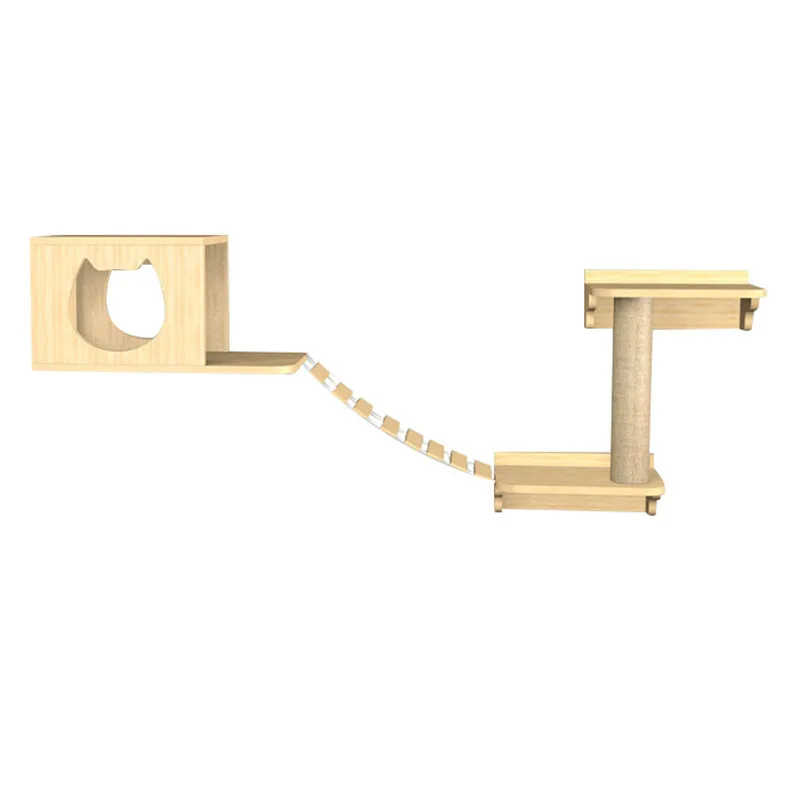 

5pc/set DIY Cat Wooden Furniture Wall-mounted Cat House Jumping Platform Climbing Bridge Kitten Scratching Sisal Post Pets Toys