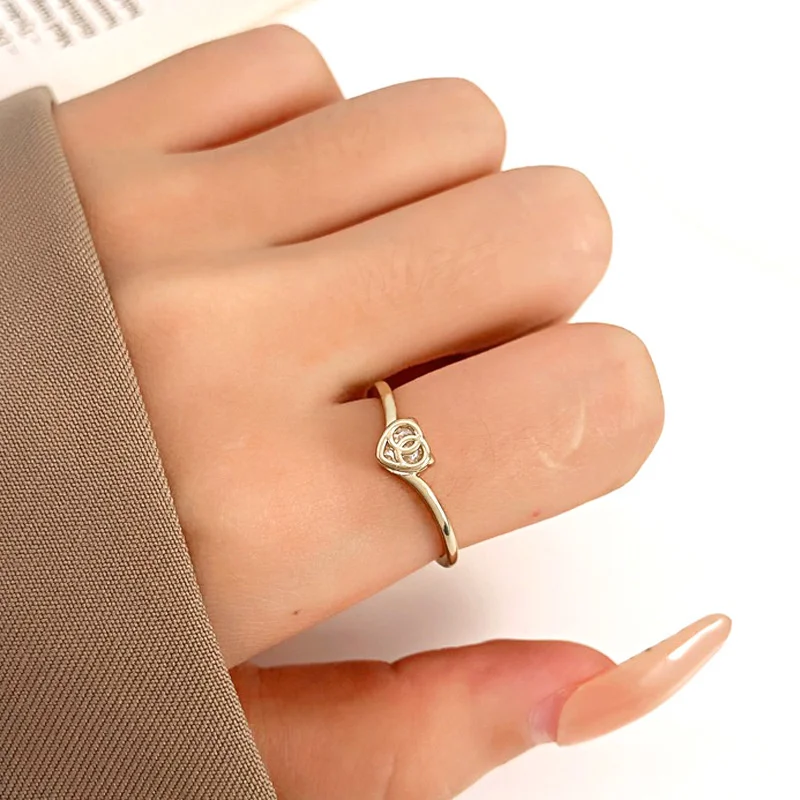 

Boutique lovers ring luxury copper heart Micro inlaid zircon finger ring couple jewelry gifts opening rings new arrival
