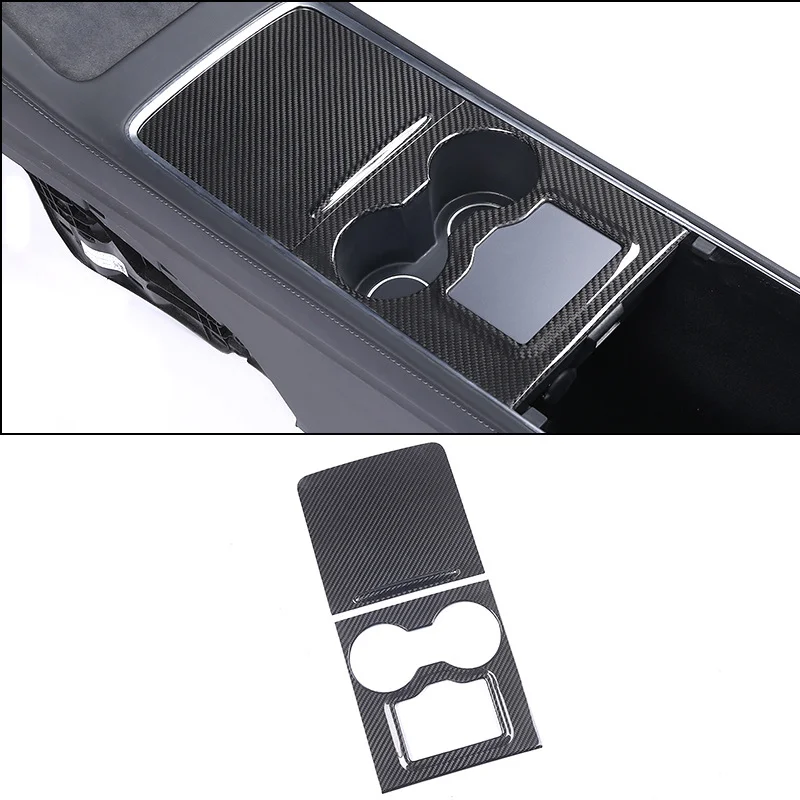 

Central Control Panel Real Carbon Fiber for Tesla Model 3 Y Console Cover Sticker with Card Position Car Modification Black 2023