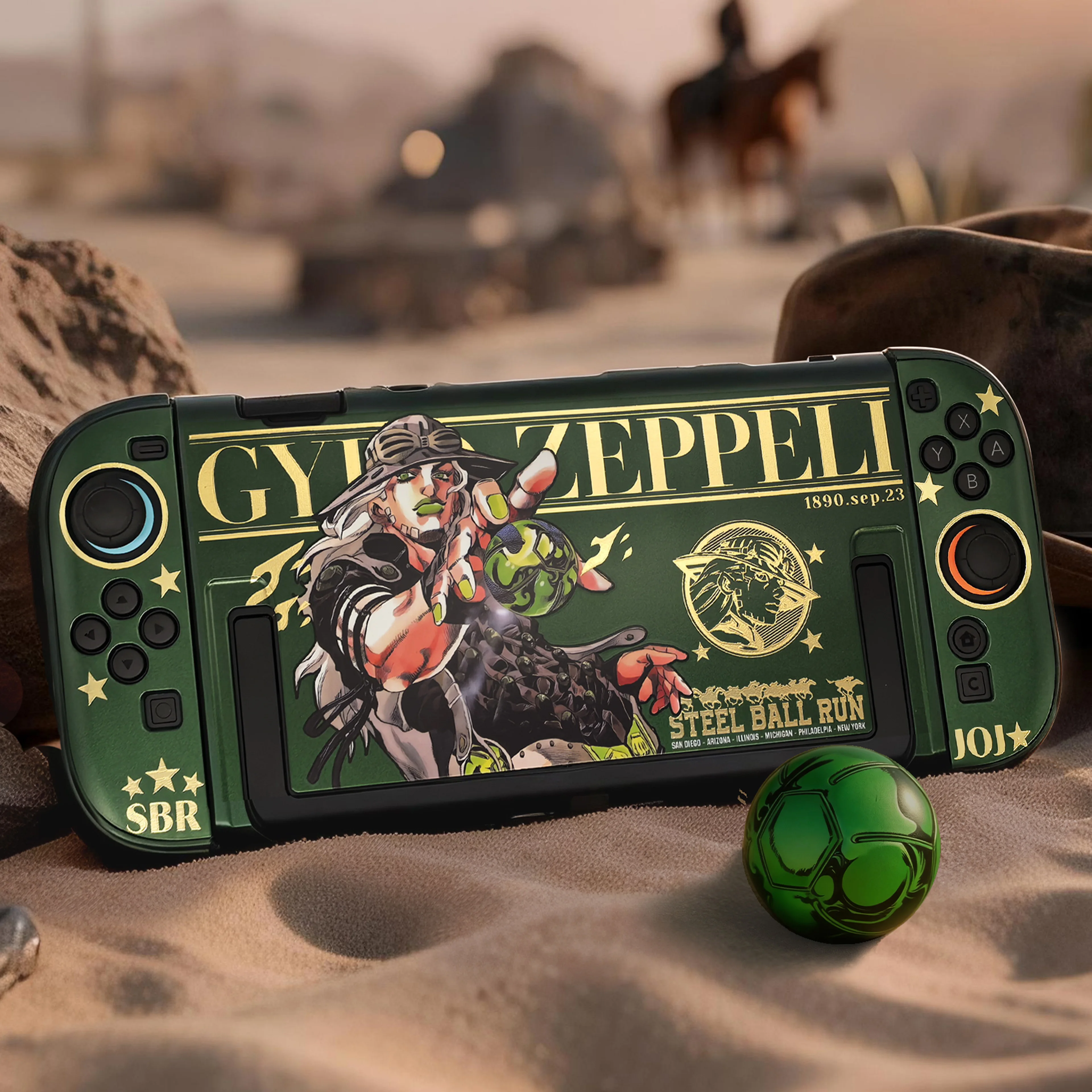 Фото Защитный чехол Gyro Zeppeli с золотым тиснением для Switch 2, разделенный корпус из двух частей - аксессуары для консоли NS2, игровой чехол №1