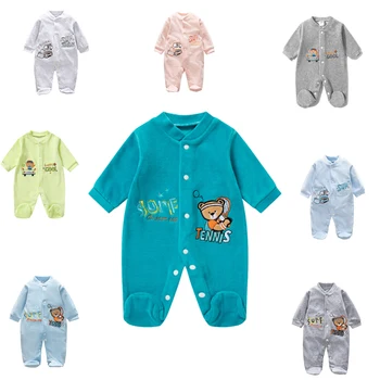2023New Pure Cott Newborn Infant Baby Boys Girls Romper Cotton Knitted Ribbed Long Sleeve Solid Jumpsuit Toddler Clothes Outfits 1