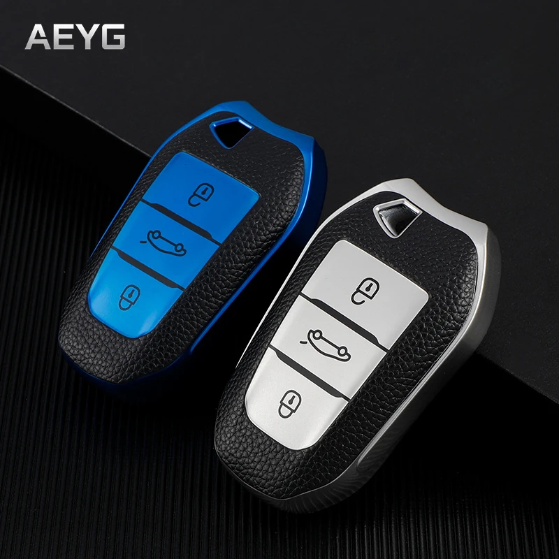 

Leather Style Car Smart Key Case Cover Shell For Peugeot 308 408 508 2008 3008 4008 5008 For Citroen C4 C6 C3-XR Fob Accessories