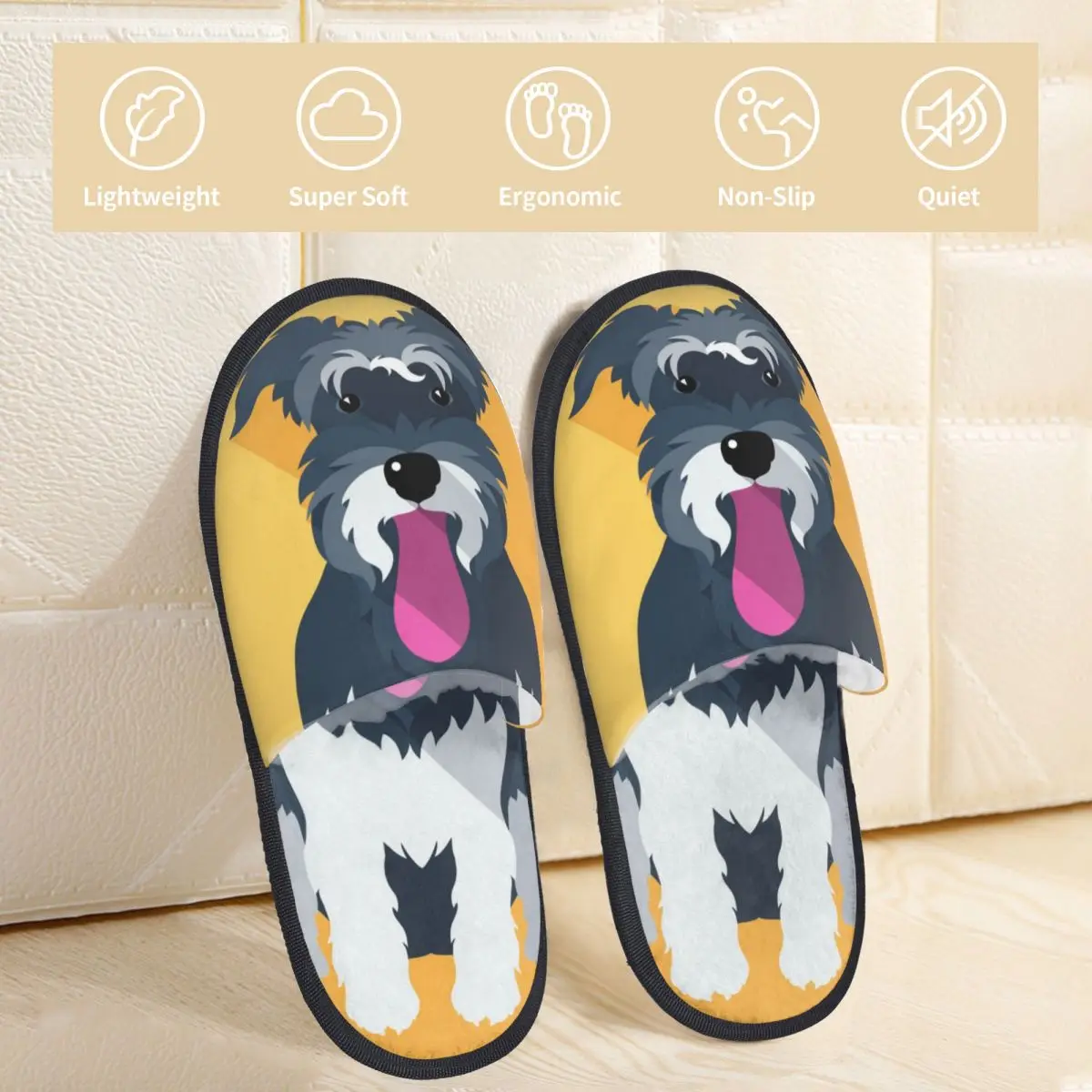 Зимние тапочки для женщин и мужчин модные пушистые теплые собак миниатюрные