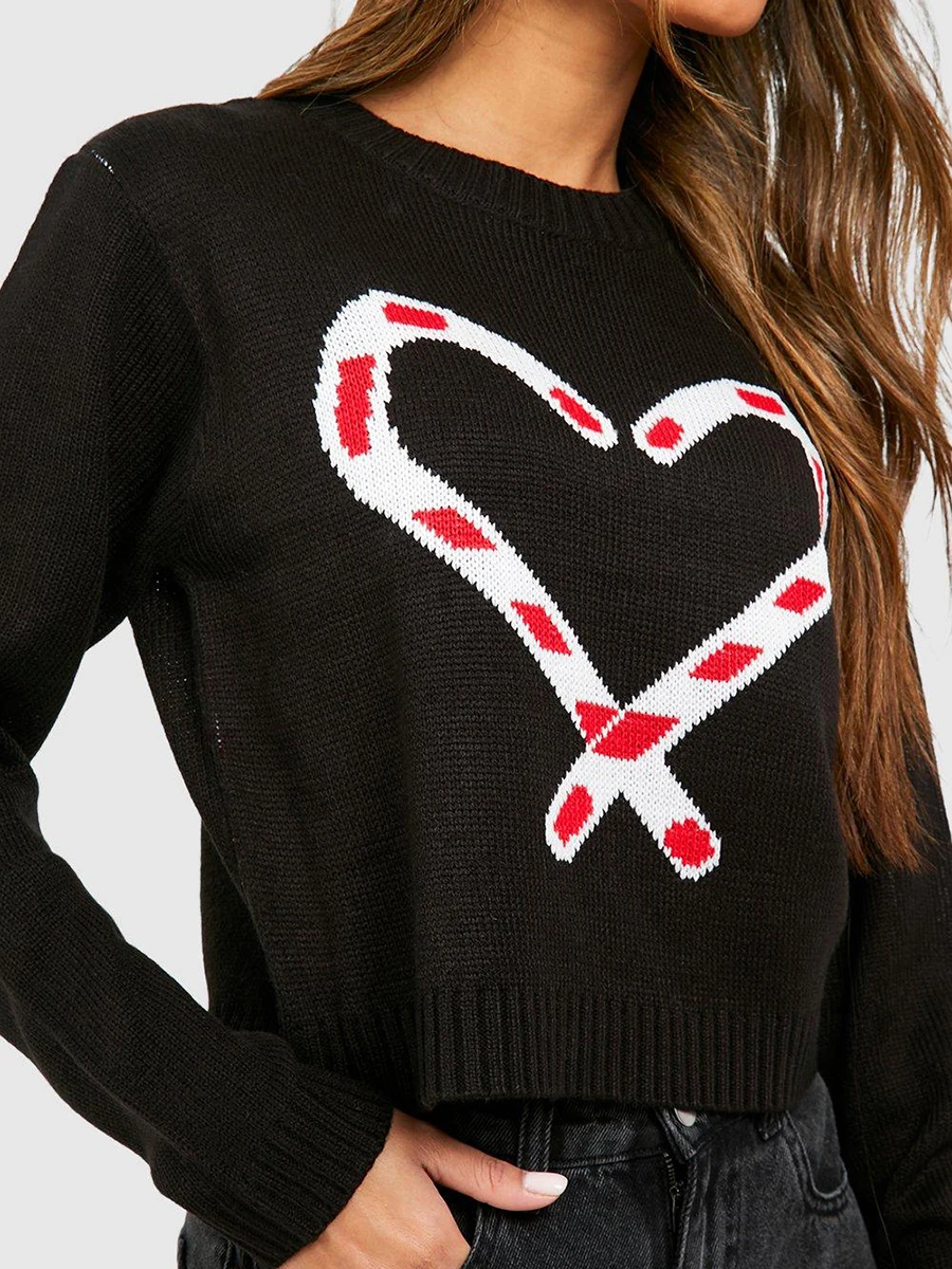 Новые модные женские рождественские свитера с длинным рукавом и круглым вырезом