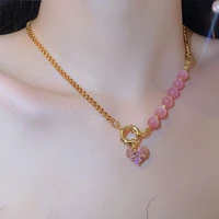retro sweet zircon heart pendant necklace korean fashion y2k jewelry accessories for women bracelet