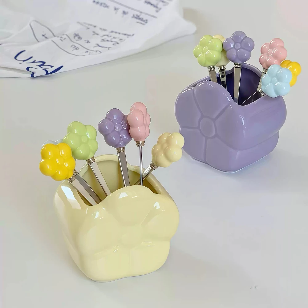 Креативная вилка из нержавеющей стали в корейском стиле милая форма цветка