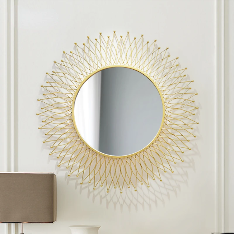 

Large Round Decorative Wall Mirror Makeup Compact Gold Full Length Cosmetic Mirror Aesthetic Espejo Pared Decoration Home