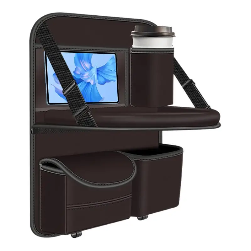 

PU Leather Car Storage Bag Multifunction Seat Back Tray Hanging Bag Waterproof Car Organizer Automotive Interior Accessories