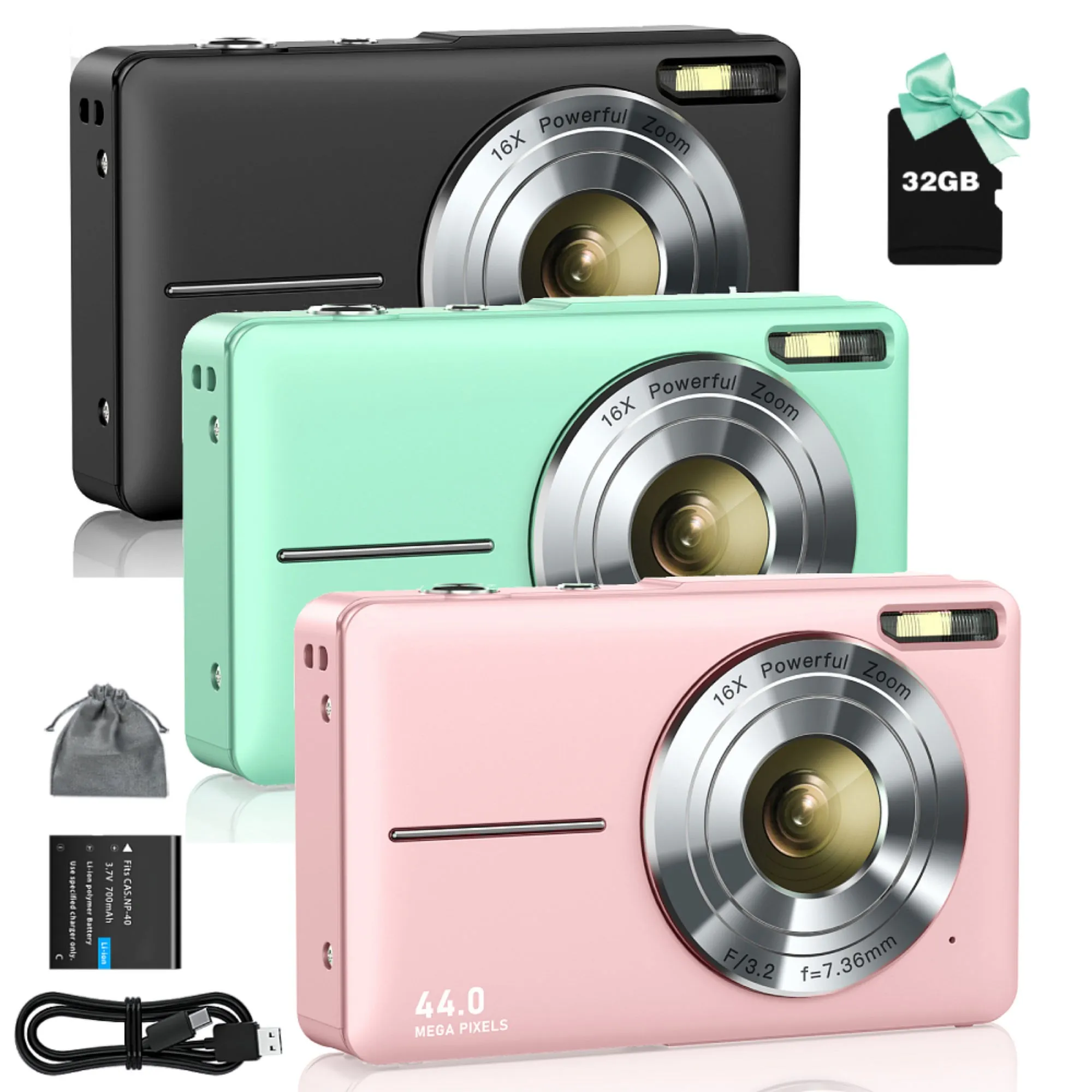 

New 1080P Digital Camera for Kids Video Camera with 32GB SD Card 16X Digital Zoom Compact Point and Shoot Camera for Students