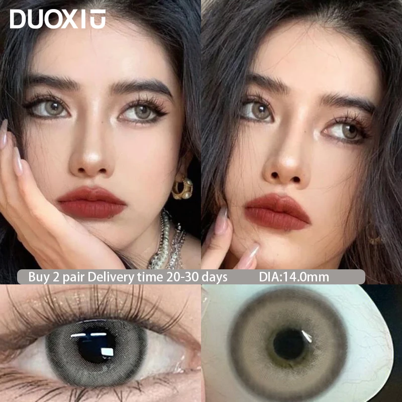

DuoXiu 1 пара новые контактные линзы натуральные линзы для глаз от-0,00 до-8,00 по рецепту при близорукости серый красивый ученик Бесплатная доставка
