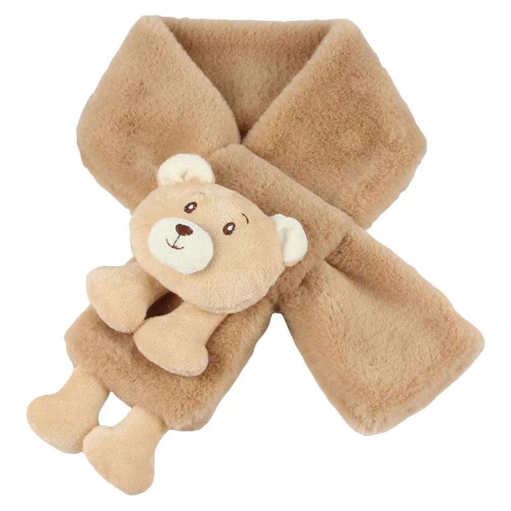 

Christmas Warm Plush Scarf Neckwarmer: Winter Cross Tie Collar Fluffy Plush Shawl Wrap Neck Warmer with Bear Plush for Kids