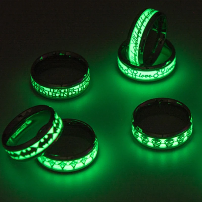 Светящееся кольцо с драконом ФЛУОРЕСЦЕНТНОЕ из нержавеющей стали размера плюс