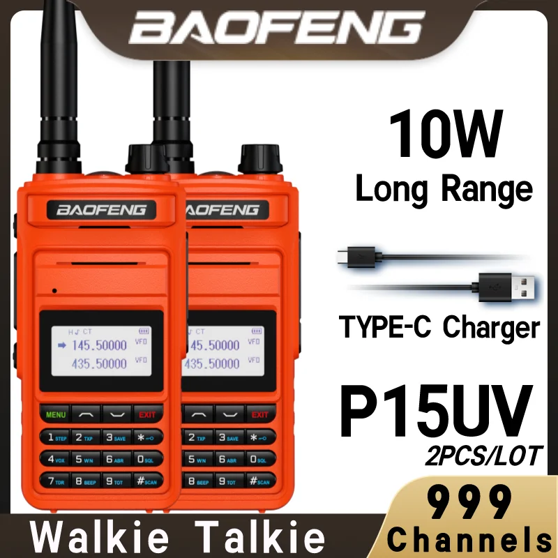 BAOFENG P15UV 2PCS High Power Walkie Talkie Long Range Dual Band Radio UHF VHF FM Transceiver CB Portable Two Way Radios