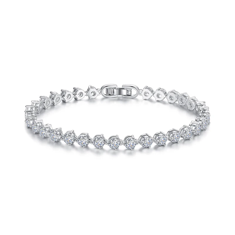 

Round 4mm CZ Link Chain Tennis Bracelet Rhodium Plated Iced Out Cubic Zirconia Bracelet Wedding Fashion Jewelry