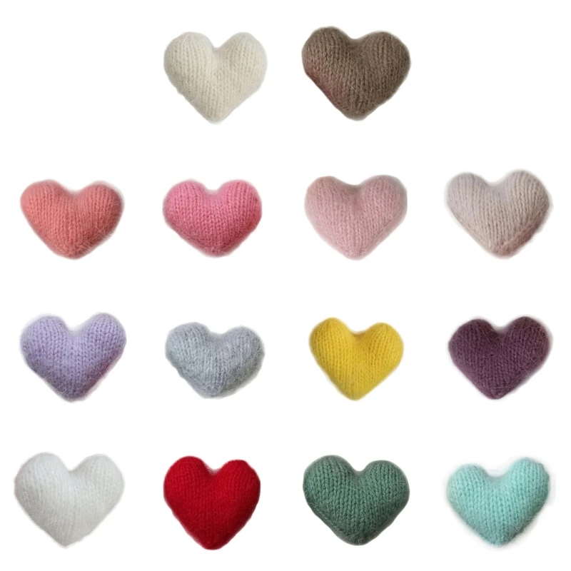 

67JC Mohair Knitted Love Heart Photography Props Baby Posing Shooting Props Skin-Friendly Photo Gear Newborns Birth Party Dec