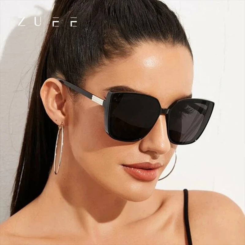 

Brand Designer Cat Eye Sunglasses Woman Vintage Black Mirror Sun Glasses For Fashion Big Frame Cool Sexy Female Oculos