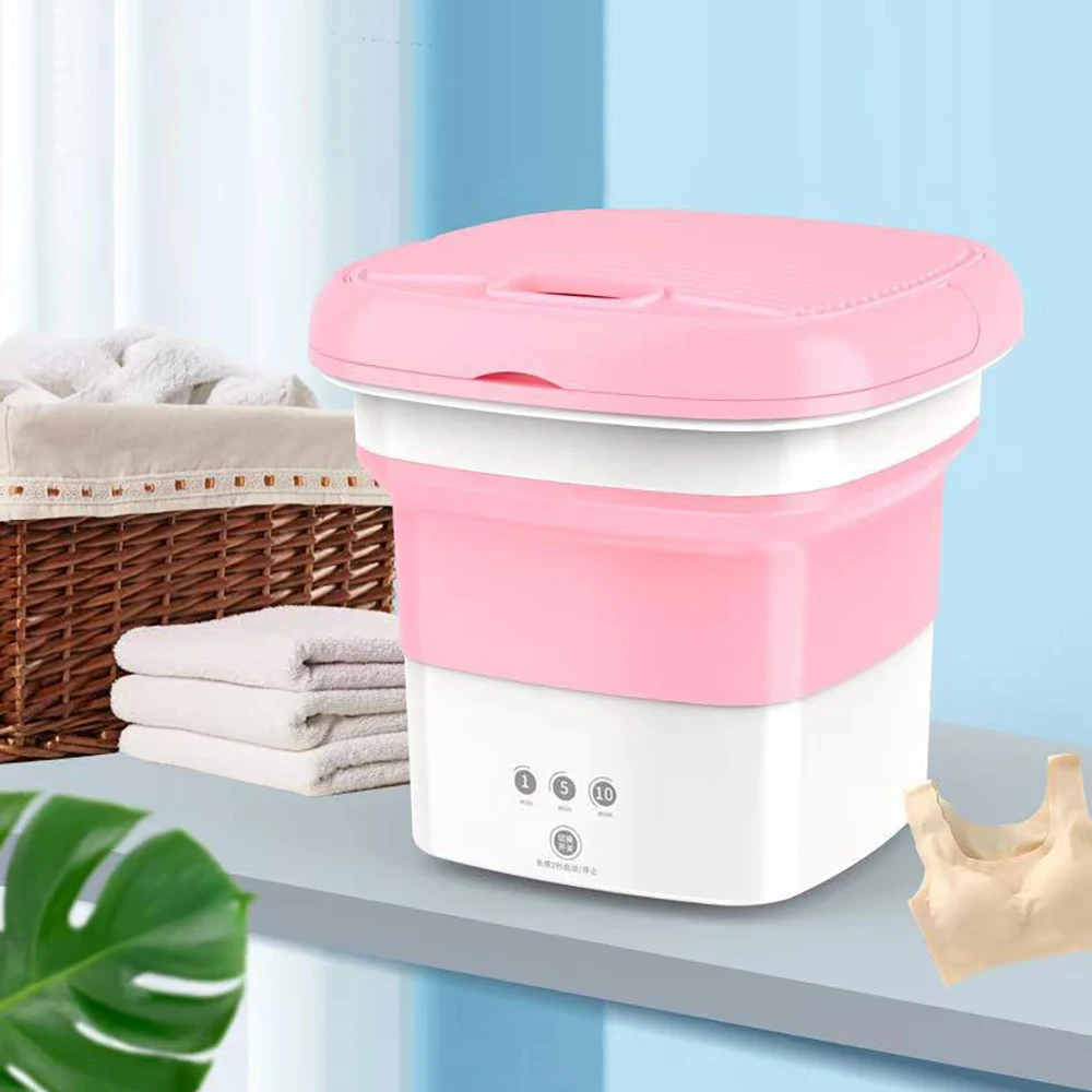 Mini Folding Washing Machine Household Portable Touch Button Turbo Personal Rotating Automatic Cycle Cleaning Washer For Travel