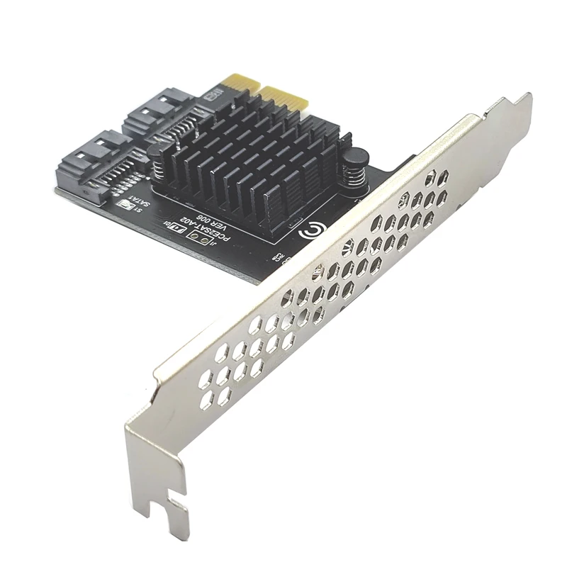 Фото Адаптер карты расширения PCIE-SATA PCI-E SATA Riser Card ASM1061 Чип PCI Express X1 на 2-портовый контроллер SATA3 6 ГБ для настольных ПК №2