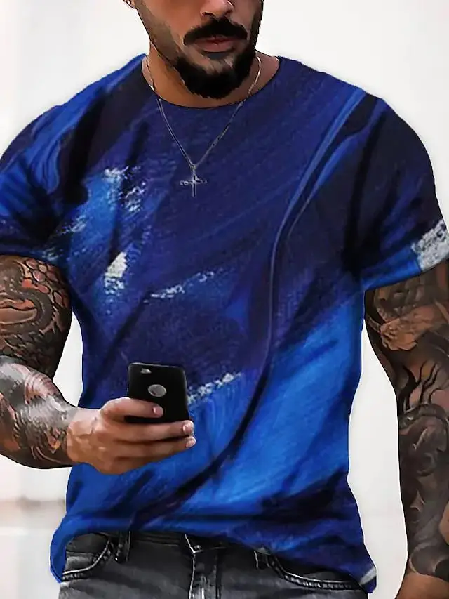 

Men's T-Shirt Summer Short Sleeve Graphic Pattern Circular Geometric 3D Printed Crew Neck Everyday Holiday Clothing