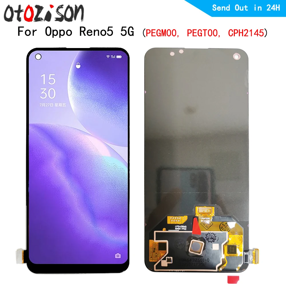 Фото AMOLED-экран Reno 5 5G для Oppo Reno 5 5G PEGM00 PEGT00 CPH2145, ЖК-дисплей, сенсорная панель, дигитайзер с рамкой в сборе №1