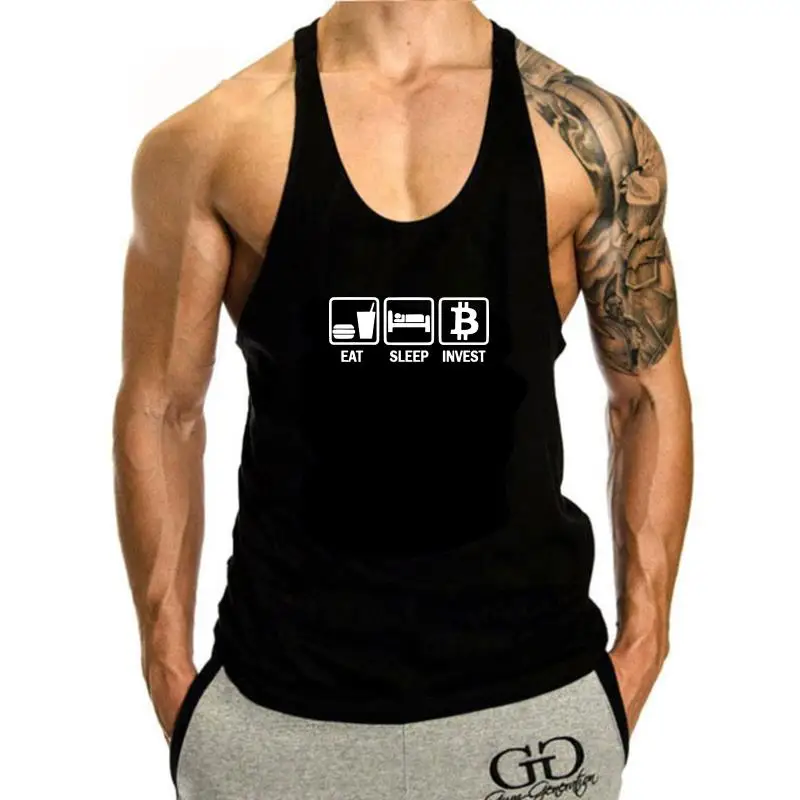 

Bitcoin Cryptocurrency EAT, SLEEP, INVEST tank top men Mans Unique Cotton sleeveless sleeveless tank top men