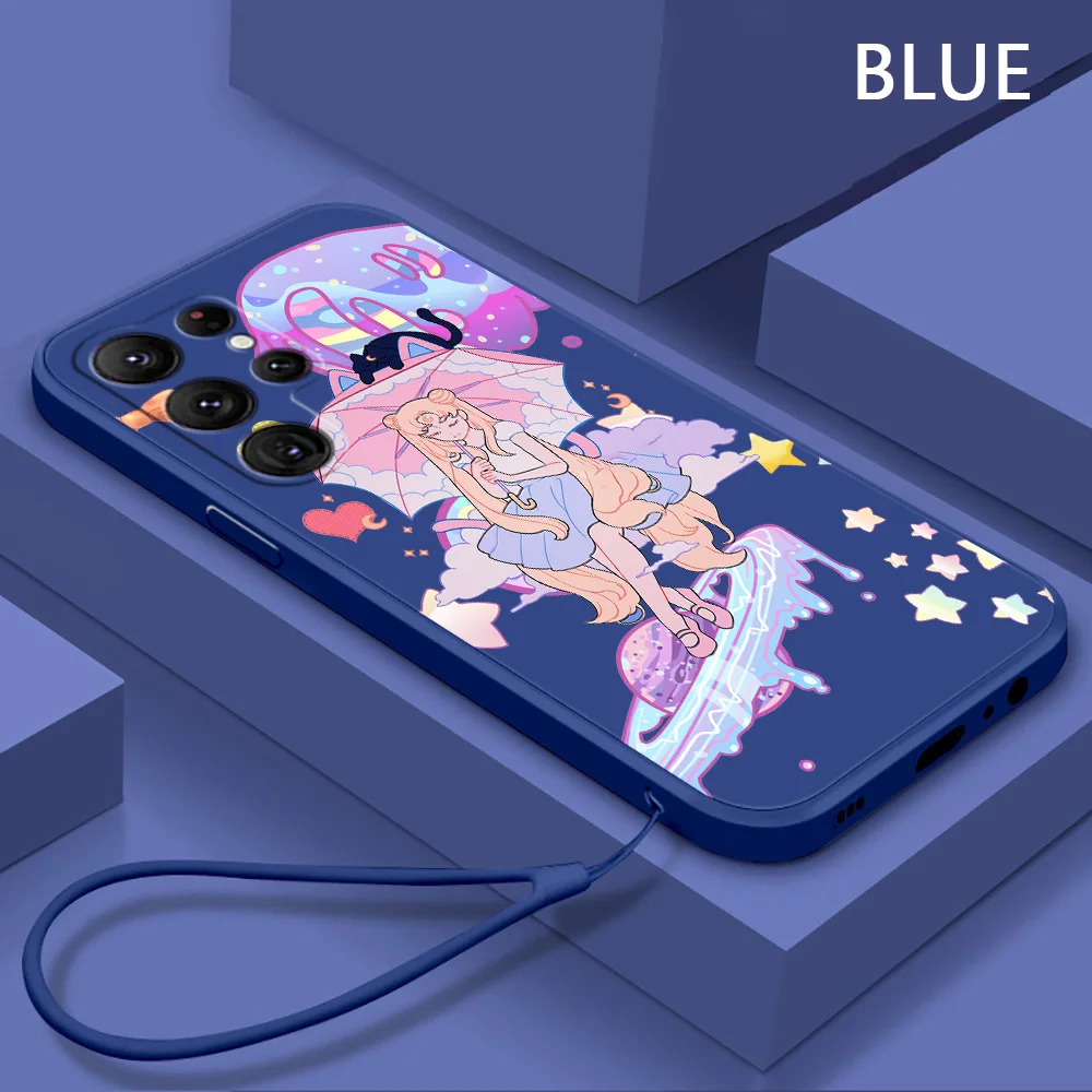 

Anime Sailor Phone Case For Samsung S23 S22 S21 S20 Fe S10 Note 20 10 Ultra Lite Plus Liquid Rope Funda Cover
