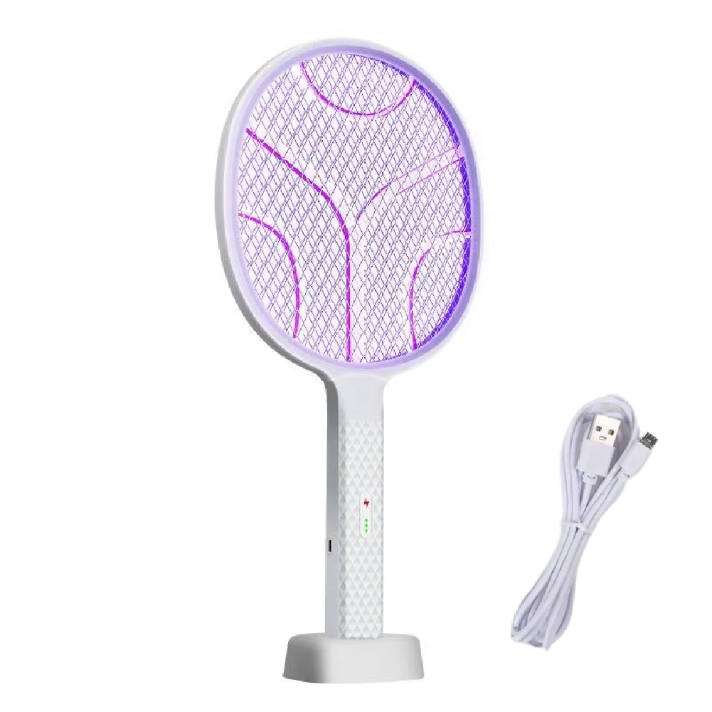 

Rechargeable Bug Zappers Mosquito Killer Electric Shocker with USB Purple Lamp Trap Fly Swatter Insect Repellent Pest Racket