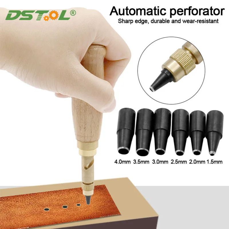 

Leather Puncher Tools Automatic Belts Punch Mute Rotary Leather Hole Punches Working Watch Leather Screw Drill Tip DIY 7Pcs/Set