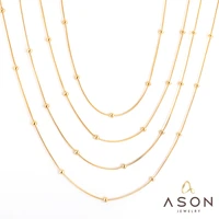 asonsteel 5 pcslot stainless steel round snake chain with steel ball necklace for women men fashion punk jewelry gold color