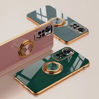 luxury plating magnetic case for xiaomi redmi note 11 11s note11 s global phone soft silicone full covers with ring holder stand