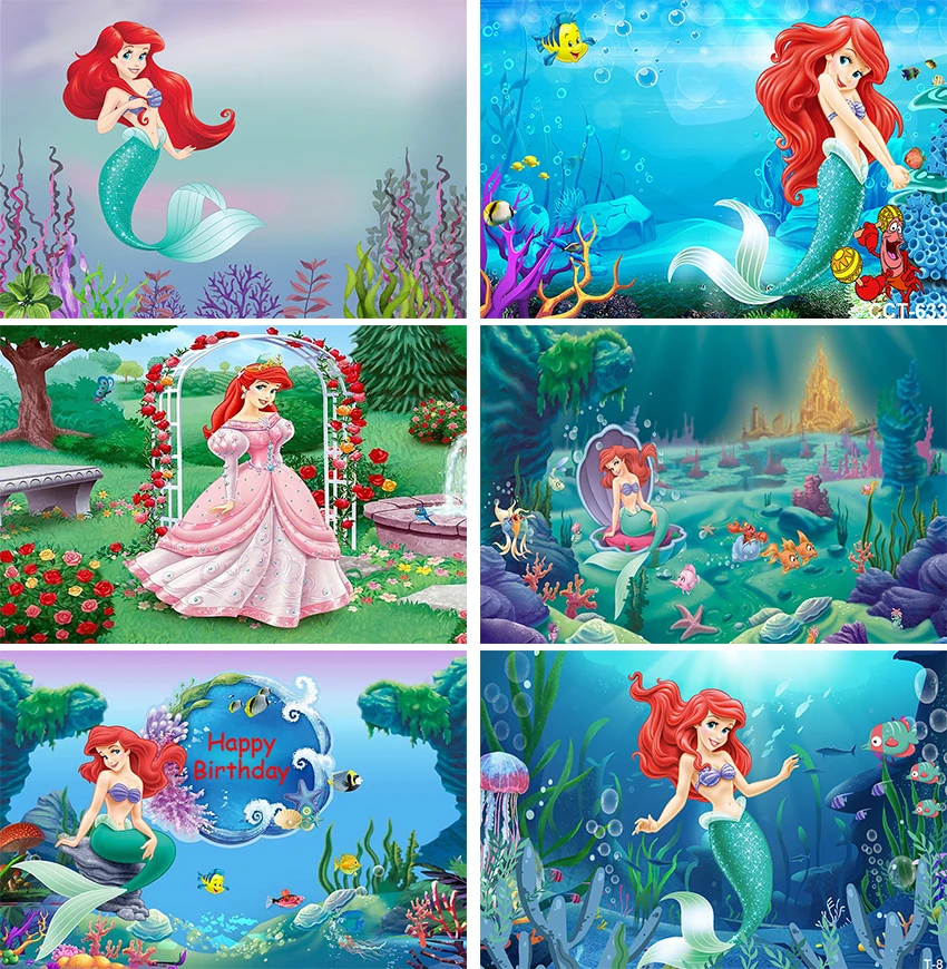 

Mermaid Princess Backdrop Seabed Fish Shark Baby Birthday Party Castle Photography Background Photo Studio Photocall Photozone