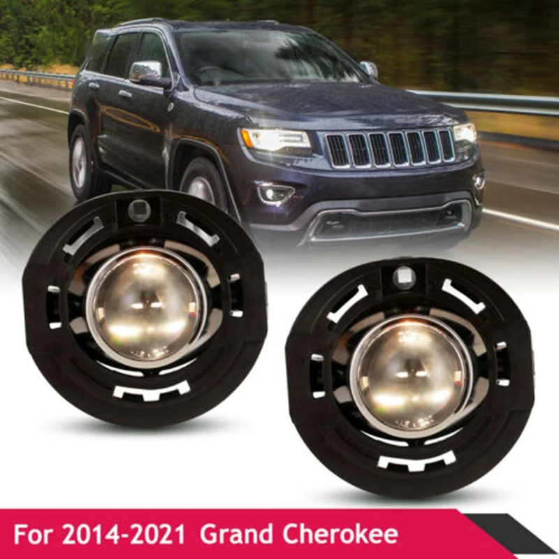 

Left&Right Front Bumper Fog Light Lamps Clear For Jeep Grand Cherokee 2014-2021