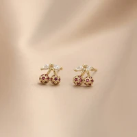 exquisite temperament crystal cute cherry jewelry earrings women new fashion zircon korean earrings gifts for girls