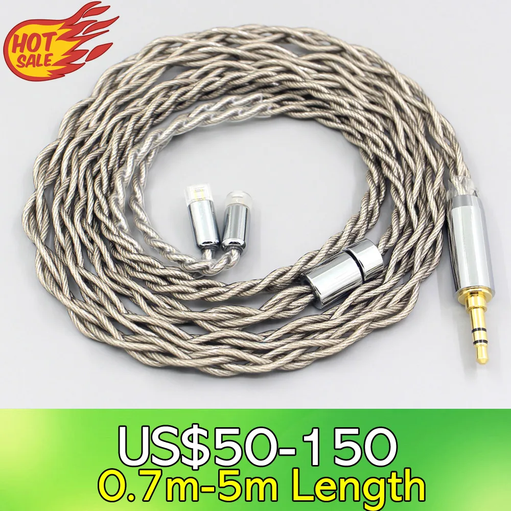 99% Pure Silver + Graphene Silver Plated Shield Earphone Cable For Sennheiser IE8 IE8i IE80 IE80s Metal Pin LN007936