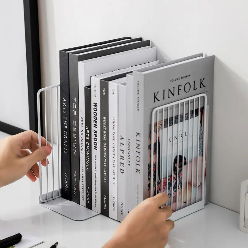 

Office Magazine Holder Desktop Stand Iron Rack 1 Support Slip Pair Bookends Organizer Book Non Shelf Simple